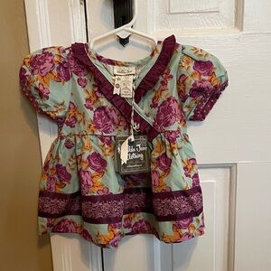 Matilda Jane Dress - raspberry and teal floral print